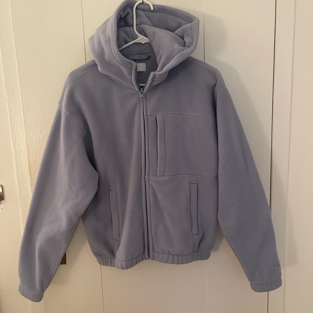 Aritzia Tna Blue Cropped Hooded Fleece